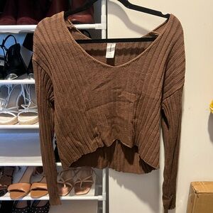 Abound Brown Ribbed Crop Top